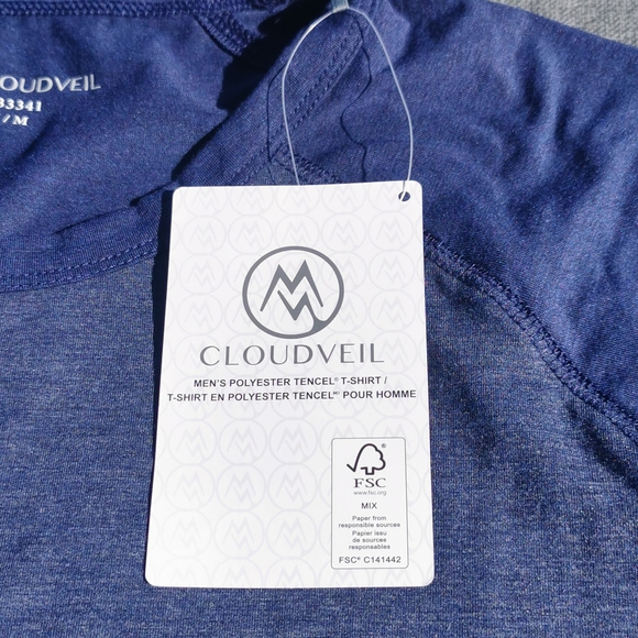 CLOUDVEIL Medium Med M Men's T-shirt Tee Shirt NWT New blue short sleeves - Picture 3 of 10